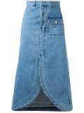 curved hem denim skirt 