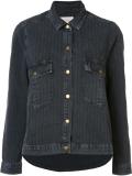 pinstriped denim jacket