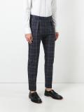 pleat detail plaid trousers