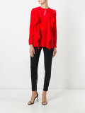 ruffle trim keyhole blouse