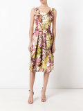 leaf print midi dress