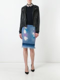 distressed denim pencil skirt