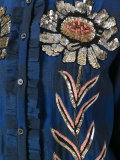 sequin-embellished plaid shirt