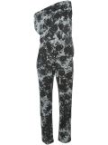 lace print draped jumpsuit
