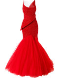 asymmetric neck gown 