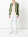 floral sequin sleeve bomber jacket