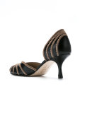 panelled kitten heel pumps