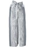 tied belt cropped trousers