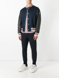 striped trim bomber jacket