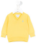 logo embroidered V-neck sweater
