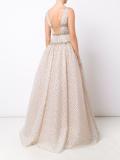 embroidered v-neck layered gown