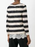 lace detailing striped blouse