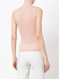 sheer ribbed sleeveless turtleneck