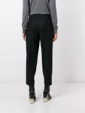 pinstriped pleated tapered trousers