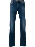 stonewashed slim-fit jeans