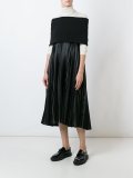 off-shoulder pleated dress