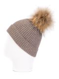 detachable pompom ribbed hat