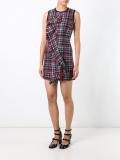 checked ruffled mini dress