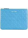 embossed zipped clutch