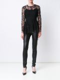 sheer floral embroidery blouse
