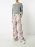 wide-leg floral snap pants