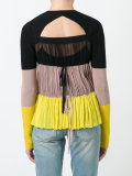 sheer panel striped cardigan