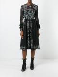 leaf print midi dress