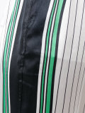 bordered pinstripe trousers