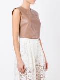 cropped lambskin top