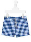 checked swim shorts