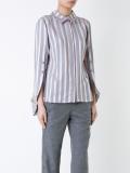 buttoned sleeve striped shirt
