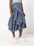check ruffled skirt