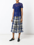 plaid wide-legged cropped trousers