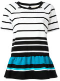 striped flared hem T-shirt