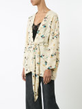 floral print belted jacket