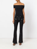 zip pocket flared trousers