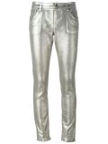 metallic effect skinny jeans