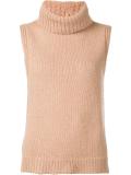 roll neck sleeveless knitted top