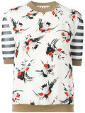 striped floral print top