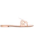 metallic flat sandals