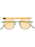 pen motif round sunglasses