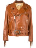 fringed sleeve biker jacket