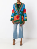 multi figures frayed trim coat