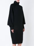 raw edge 'funnel neck' dress