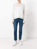 drawstring sleeves sheer blouse