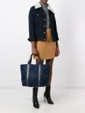 embossed leather strap tote bag