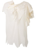 distressed draped neck T-shirt 