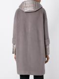 hooded panelled coat