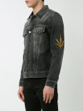 striped print denim jacket