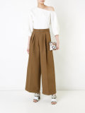 pleated high-waisted trousers